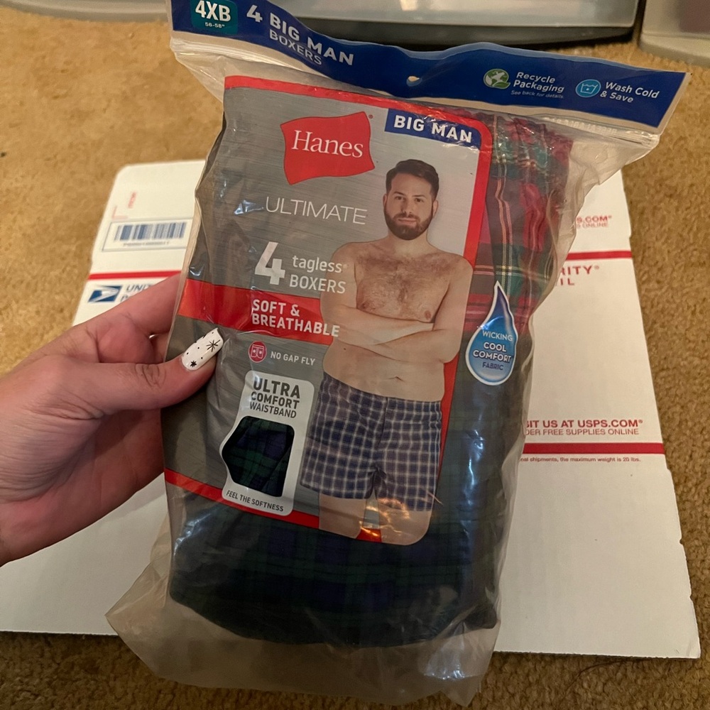 Hanes 4x four pack of ultimate tagless boxers